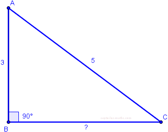 Un triangle rectangle avec une longueur de côté inconnue